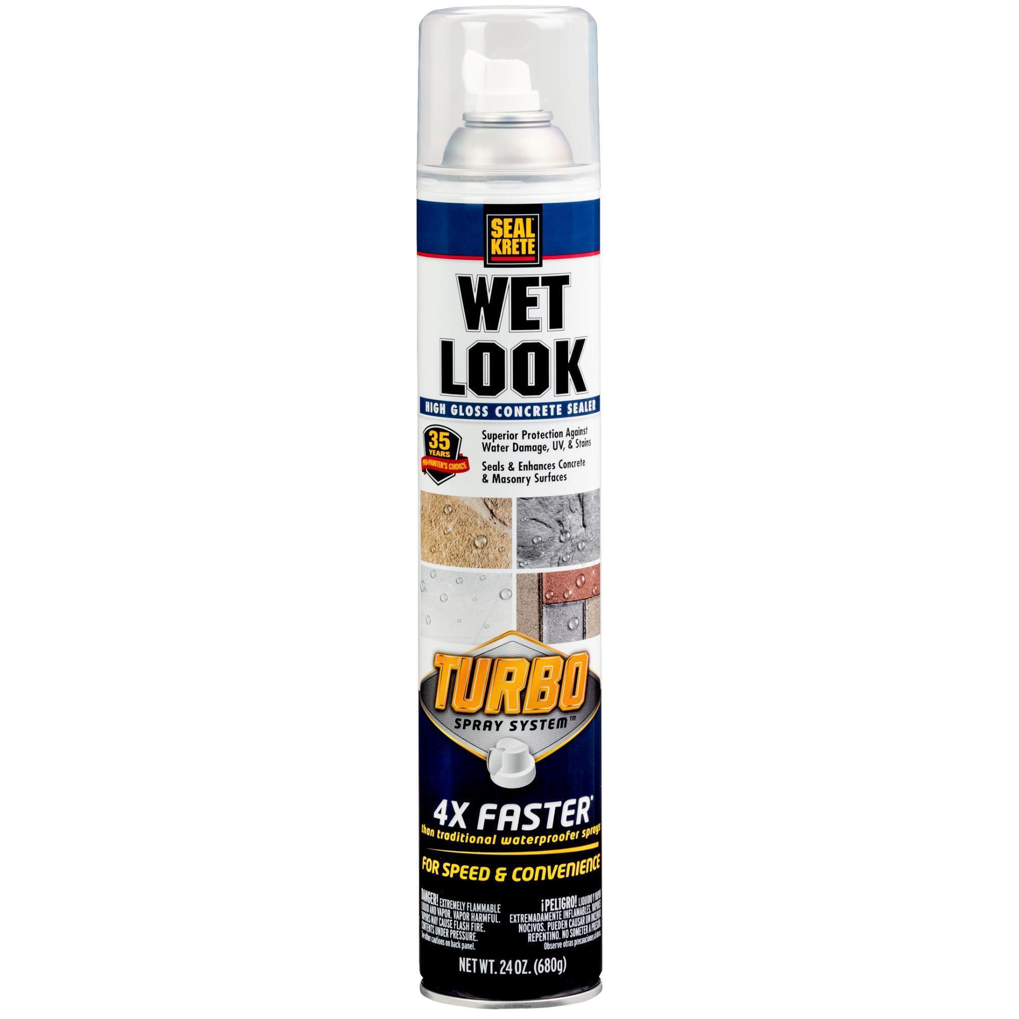 SEAL-KRETE Wet Look Concrete Sealer with Turbo Spray System, High Gloss, 24 Oz. Cans, 6 PK, Model# 357925DS
